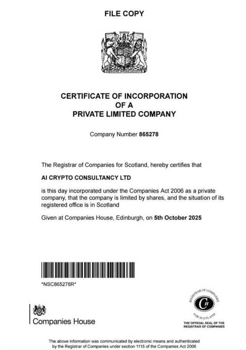 Certificate of Document Filed